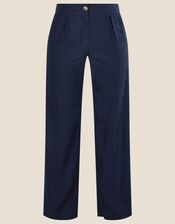Layla Trousers in Linen Blend, Blue (NAVY), large