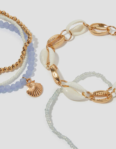 Beaded Shell Charm Bracelet Multipack, , large
