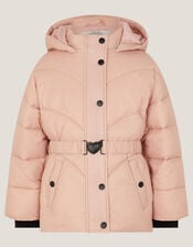 Belted Puffer Coat, Pink (PINK), large
