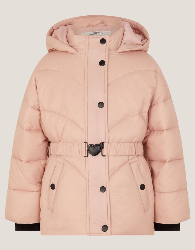 Belted Puffer Coat, Pink (PINK), large