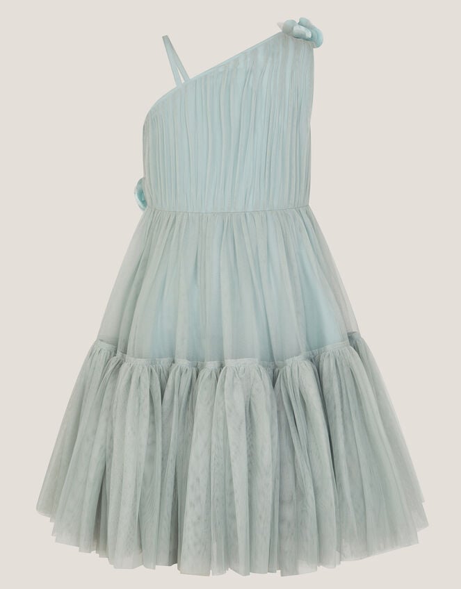 Ruby Asymmetric Flower Tulle Dress, Green (SAGE), large