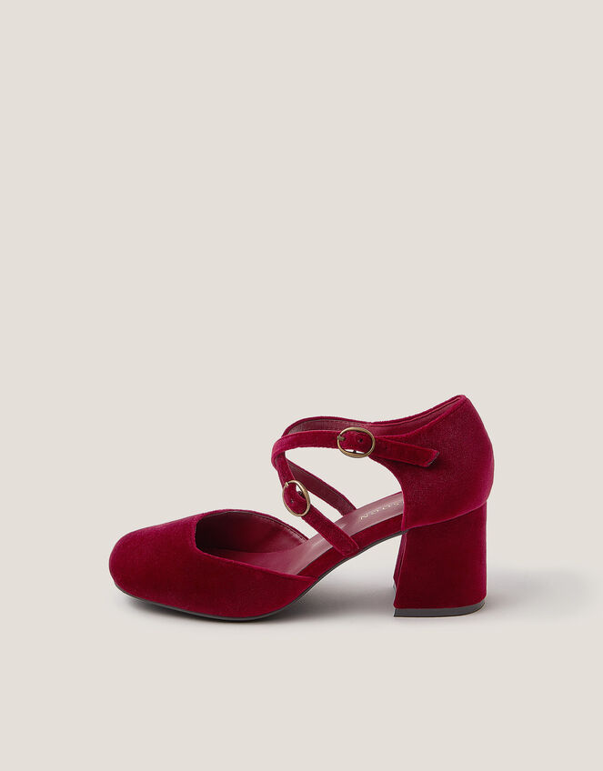 Gia Velvet Mary Jane Heels, Red (BURGUNDY), large