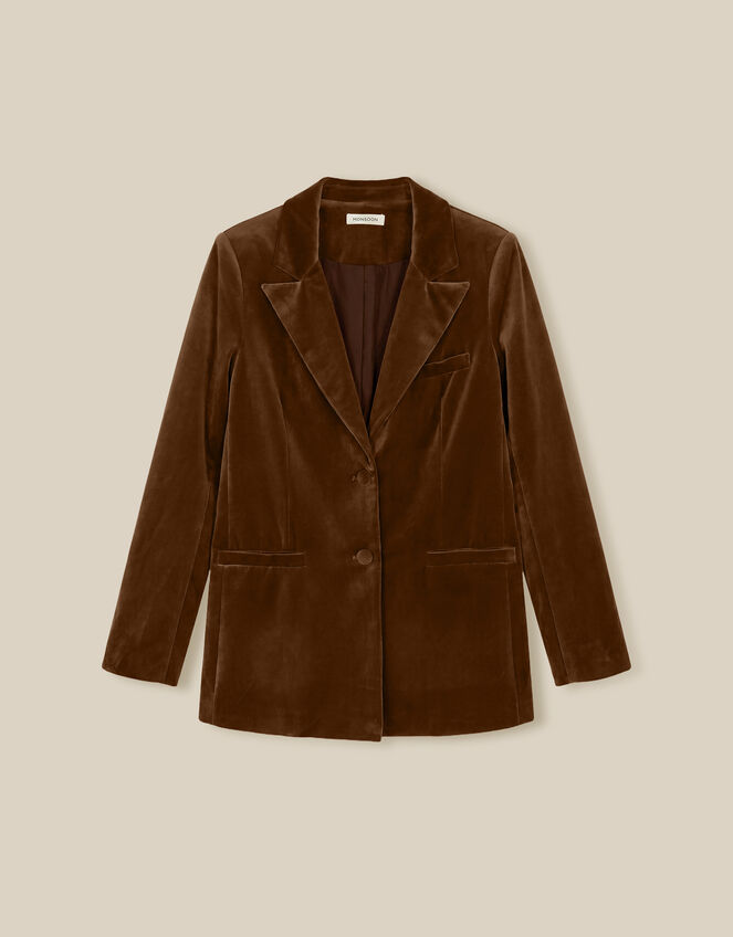 Vicky Velvet Blazer, Green (KHAKI), large