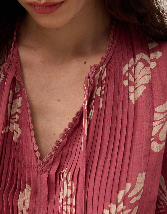 East Krista Hand-Batik Floral Top, Pink (DUSKY PINK), large