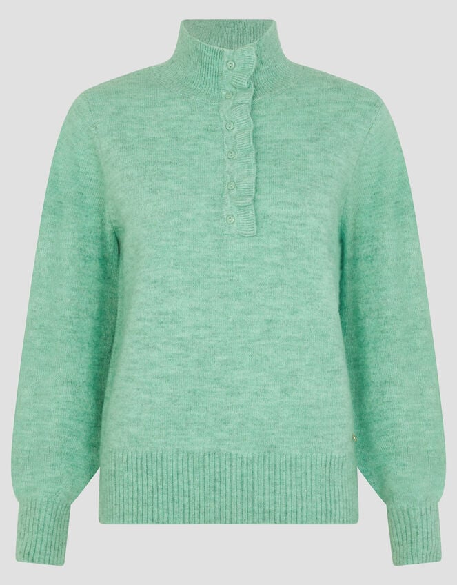 Connie Half Button Jumper, Green (GREEN), large