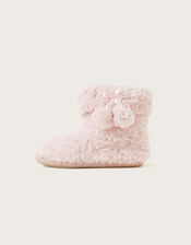 Faux Fur Pom-Pom Slipper Boots, Pink (PINK), large