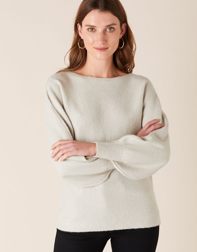 Shimmer Knit Jumper, Silver (SILVER), large