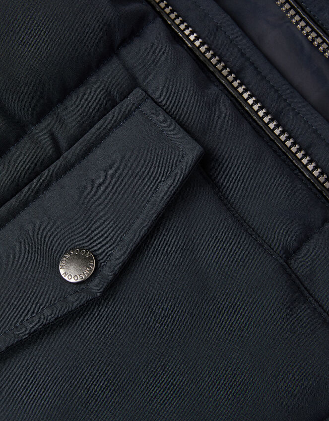 Mid Length Puffer Coat, Black (BLACK), large