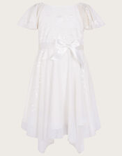 Amelia Embroidered Tulle Dress, Ivory (IVORY), large