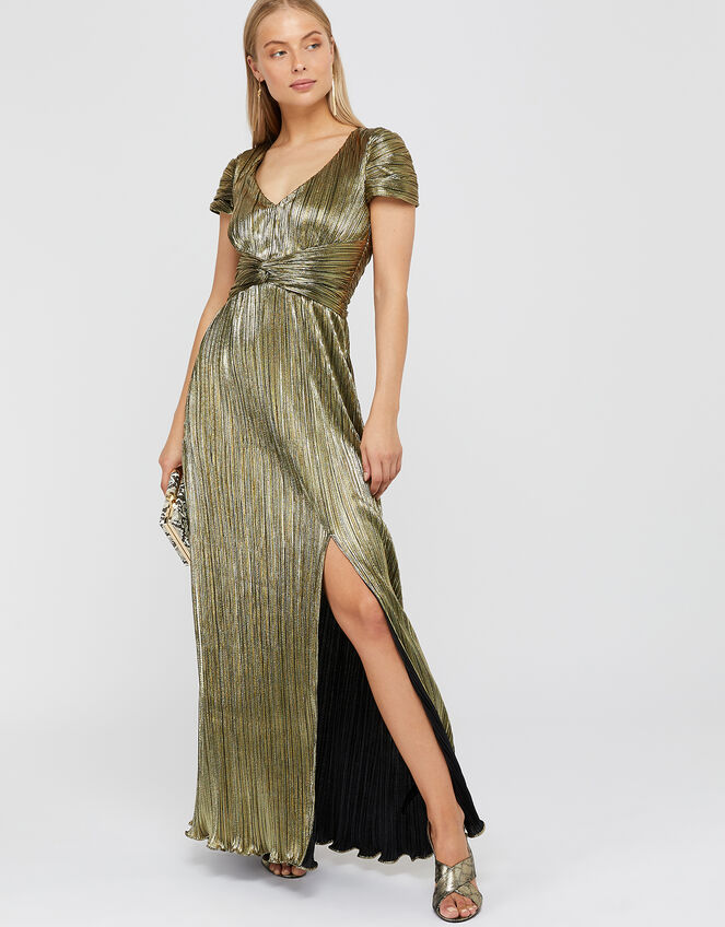 Loreen Lame Maxi Dress, Gold (GOLD), large