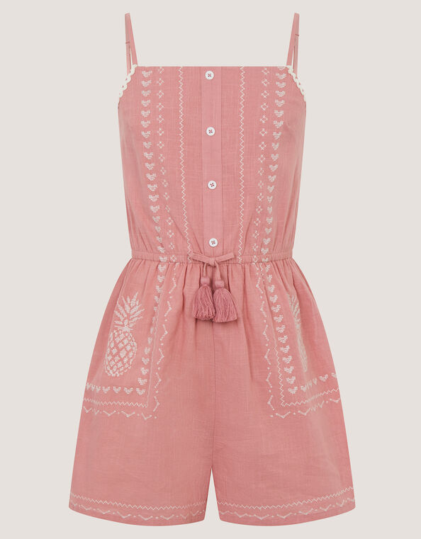 Pineapple Embroidered Playsuit, Pink (PINK), large