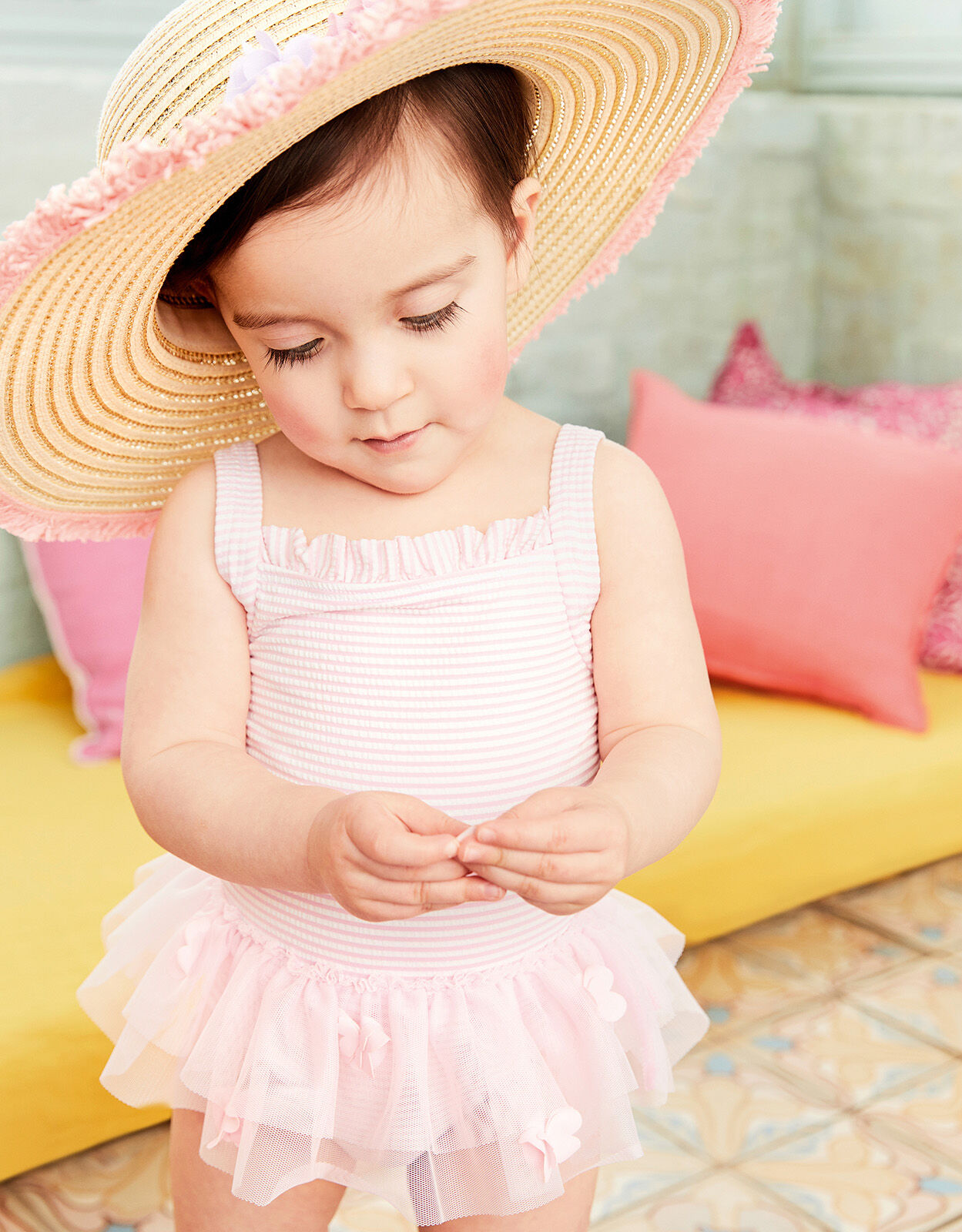 Baby girl pink swimsuit on sale