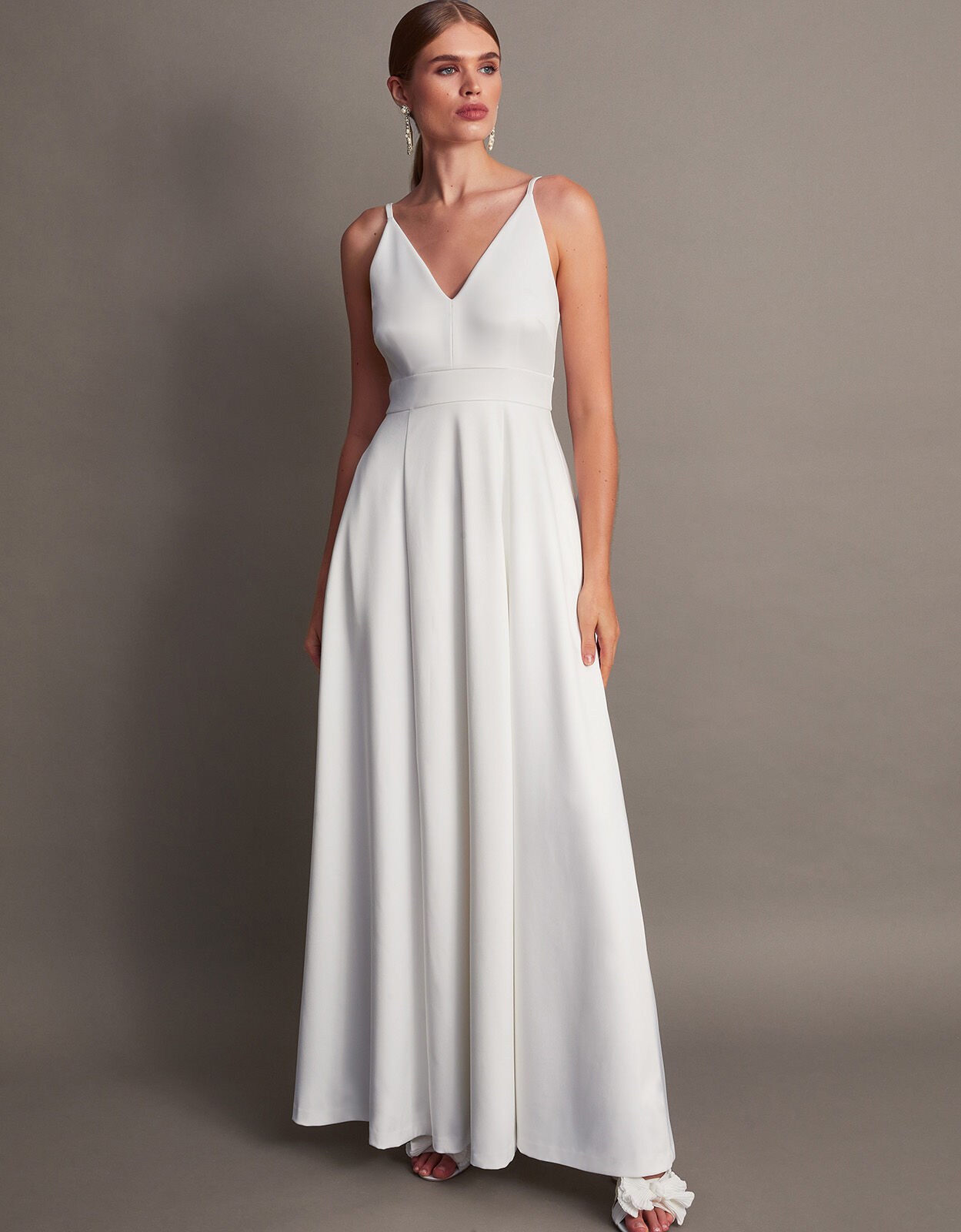 Silk Satin Bridal Gown with Half Sleeves Pockets Wedding Dress  DPP_0474|DPP_0474|A Line Wedding Dresses