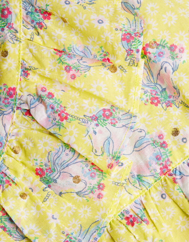 Unicorn Frill Dress, Yellow (YELLOW), large