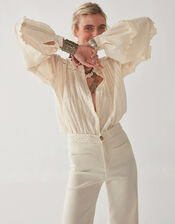 Maison Hotel Dobby Frill Blouse, Ivory (IVORY), large