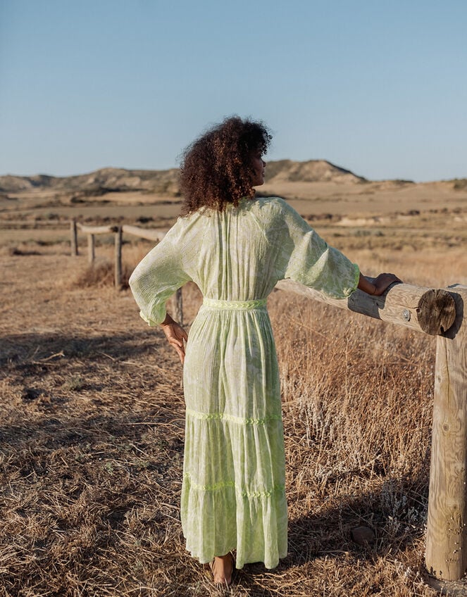 Piti Cuiti Palm Embroidered Maxi Dress, Green (GREEN), large