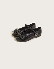Patent Butterfly Ballerina Flats, Black (BLACK), large