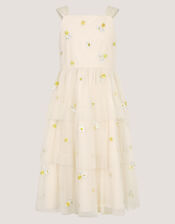 Ingrid Floral Embroidered Tiered Maxi Dress, White (WARM IVORY), large