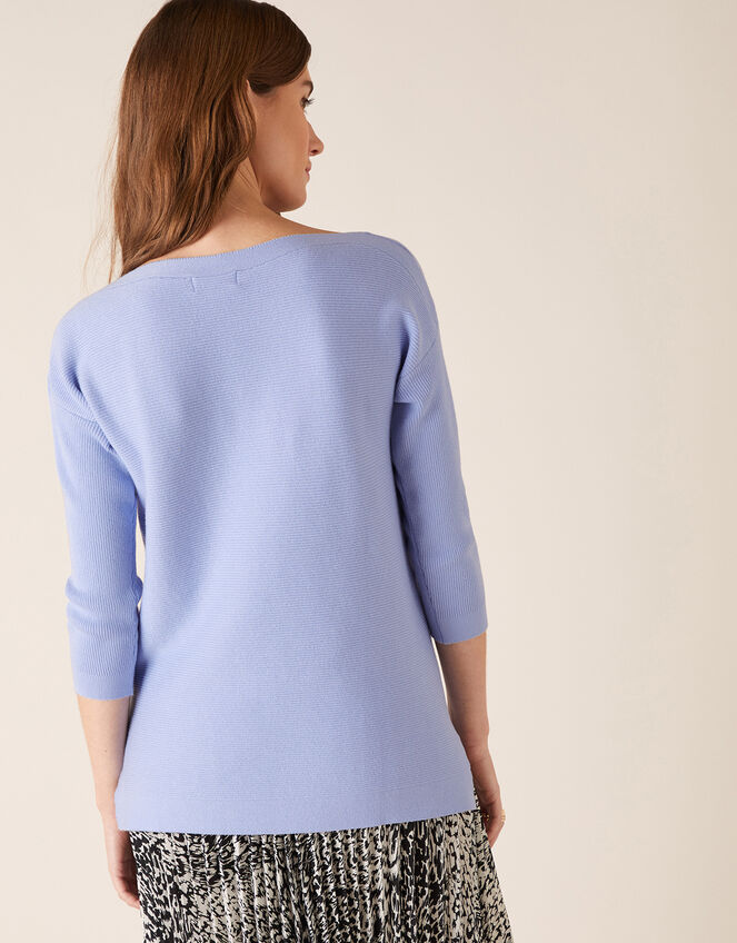 Ottoman Slash Neck Jumper, Blue (BLUE), large