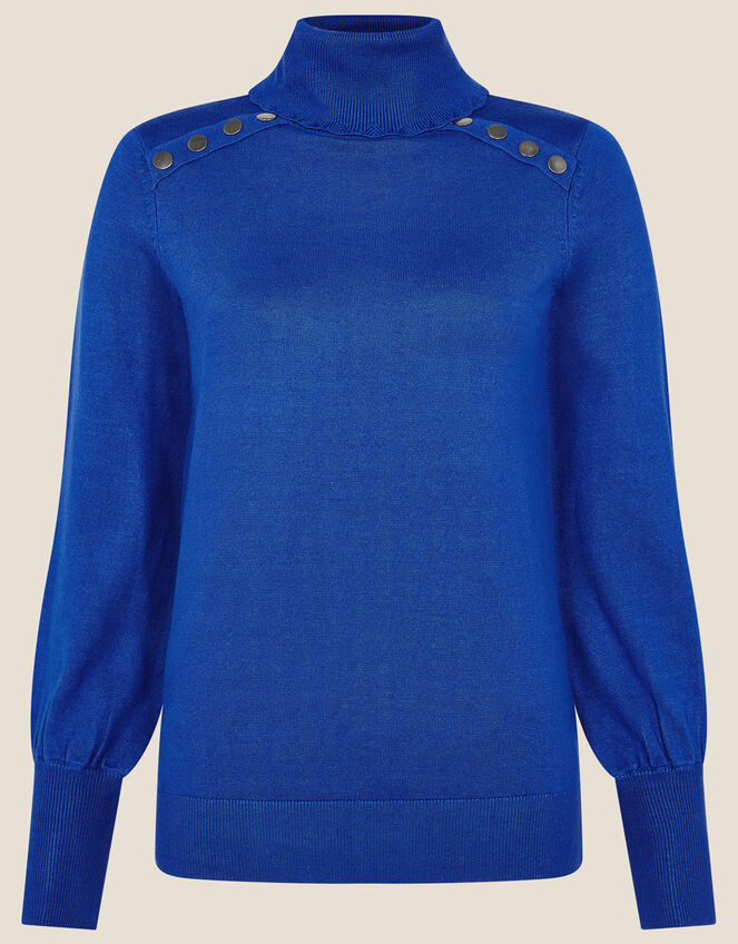 Studded High Neck Jumper, Blue (COBALT), large