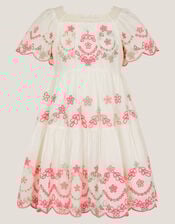 Floral Broderie Short Sleeve Dress, Multi (MULTI), large