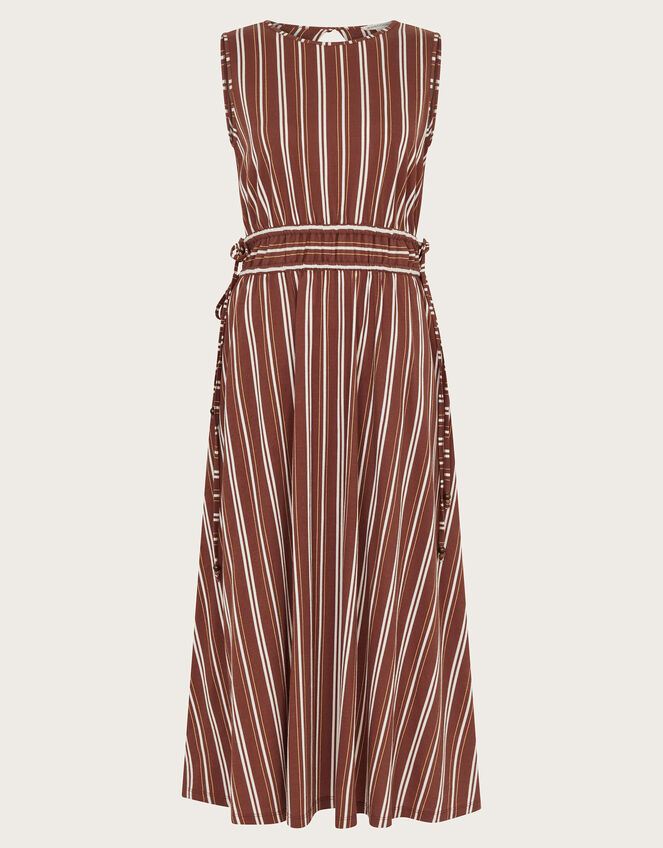 Stripe Jersey Dress, Brown (BROWN), large