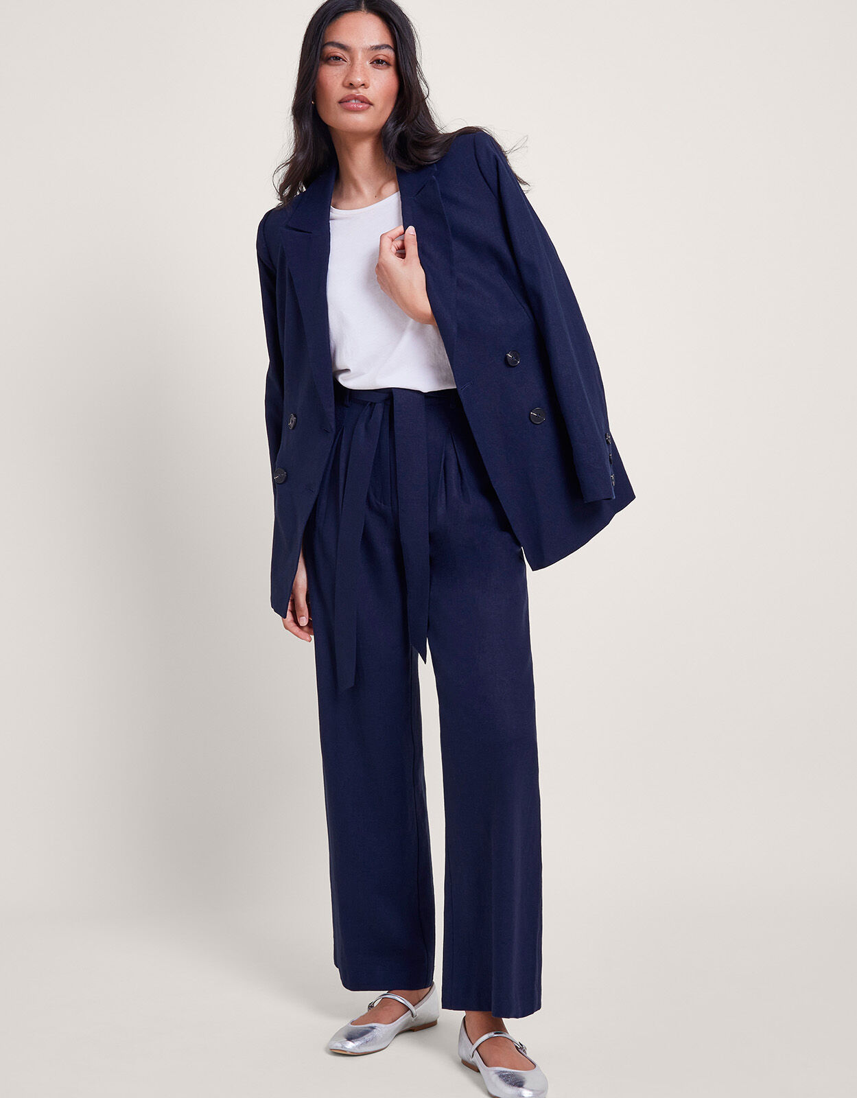 Linen Trousers for Women Wide Leg Cropped Linen Trousers Monsoon UK