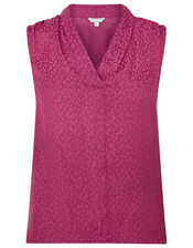 Winnifred Leopard Front Sleeveless Top, Pink (PINK), large