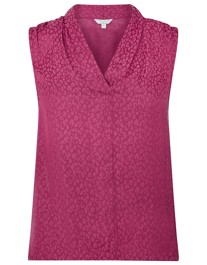 Winnifred Leopard Front Sleeveless Top, Pink (PINK), large