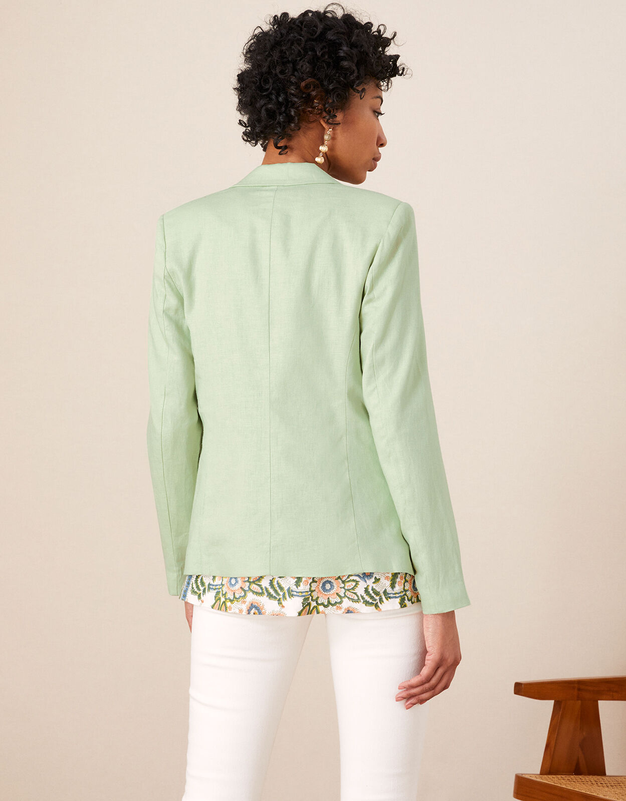 Green linen online jacket womens