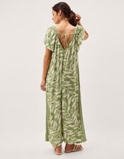 Lillie Leaf Print Jumpsuit, Green (GREEN), large