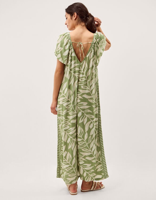 Lillie Leaf Print Jumpsuit, Green (GREEN), large