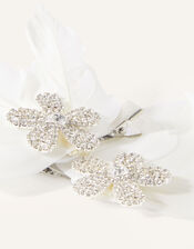 Diamante Daisy Fluffy Hair Clip Twinset, , large