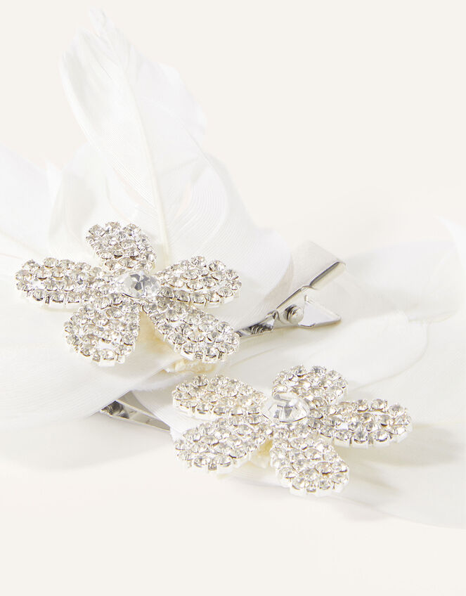 Diamante Daisy Fluffy Hair Clip Twinset, , large