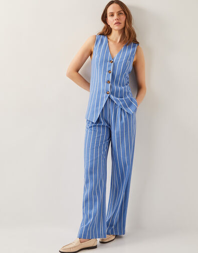 Susan Stripe Trousers, Blue (BLUE), large