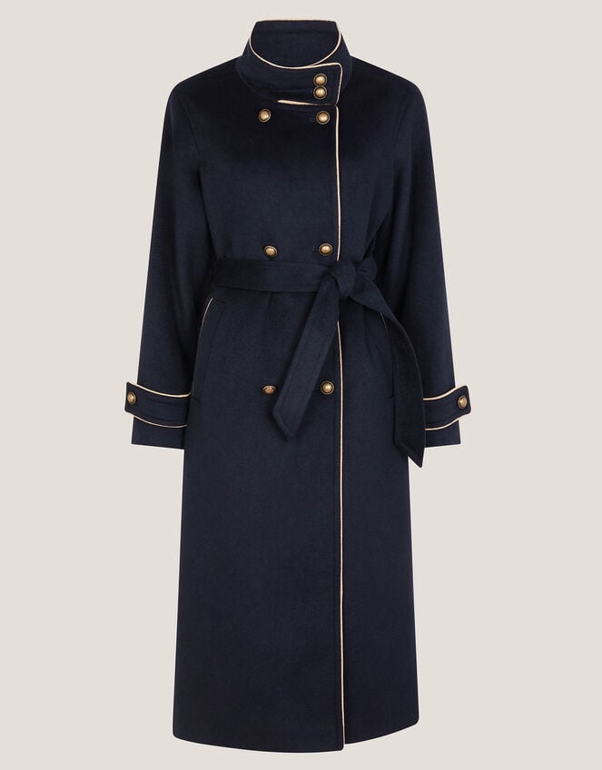 Harriet Funnel Doubled Breasted Coat, Blue (NAVY), large