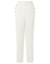 Smart Regular Length Trousers in Linen Blend, White (WHITE), large