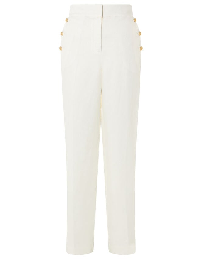 Smart Regular Length Trousers in Linen Blend, White (WHITE), large