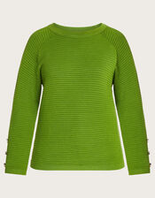 Ola Ottoman Rib Jumper, Green (GREEN), large