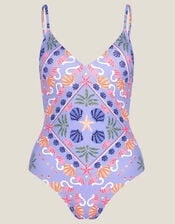 Mabel Shell Print Swimsuit, Blue (BLUE), large