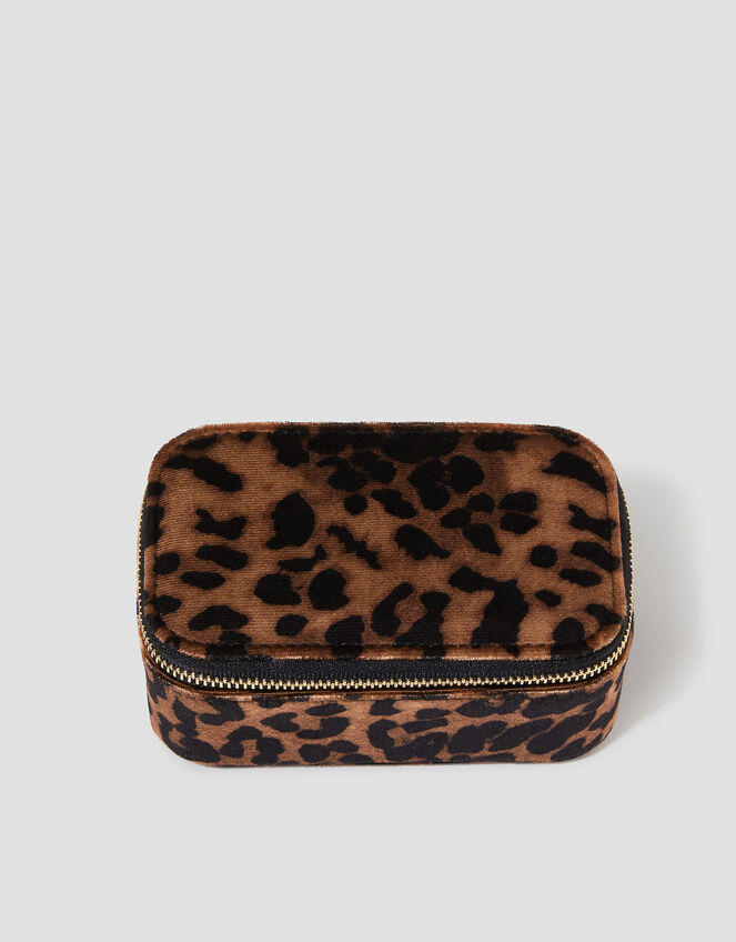 Leopard Print Velvet Jewellery Box, , large