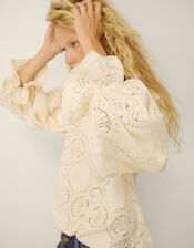 Imogen Lace Insert Blouson Blouse, Ivory (IVORY), large