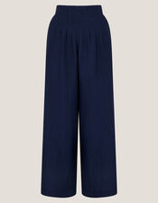 Margo Linen Blend Wide Leg Trousers, Blue (BLUE), large