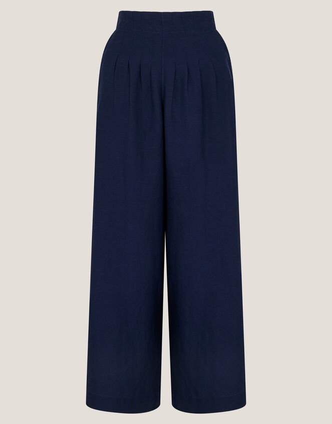 Margo Linen Blend Wide Leg Trousers, Blue (BLUE), large
