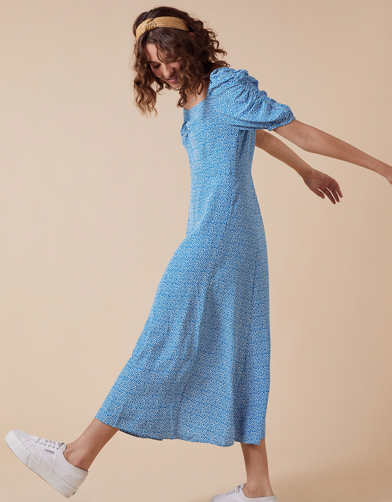 Freddy Ditsy Floral Midi Dress in Sustainable Viscose Blue