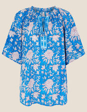 ARTISAN STUDIO Printed Top, Blue (BLUE), large