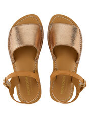 Zeta Metallic Peeptoe Sandals, Gold (ROSE GOLD), large