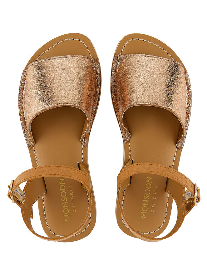 Zeta Metallic Peeptoe Sandals, Gold (ROSE GOLD), large