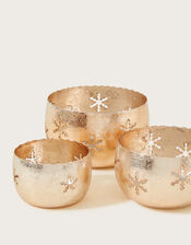 Snowflake Candle Holders Set of Three, Gold (GOLD), large