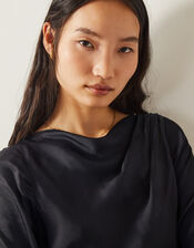 Molly Floral Print Satin Dress, Black (BLACK), large